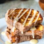 churro cinnamon sugar french toast with cream cheese icing