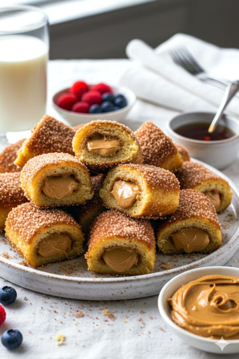 Cinnamon Sugar Peanut Butter Stuffed French Toast Bites