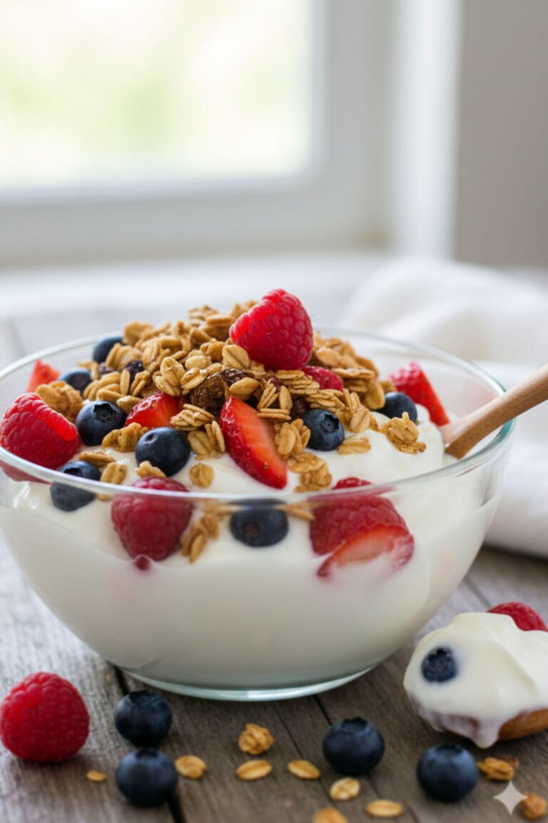 greek yogurt with berries and granola