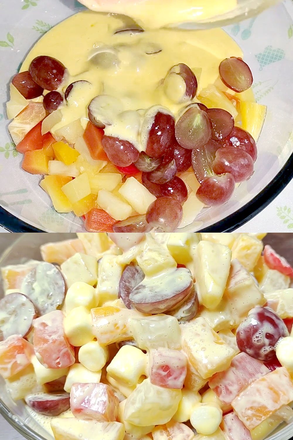 Fruit Salad with Vanilla Pudding and Marshmallows